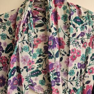 Charlie Paige Floral Scarf - Purple, Pink, Green